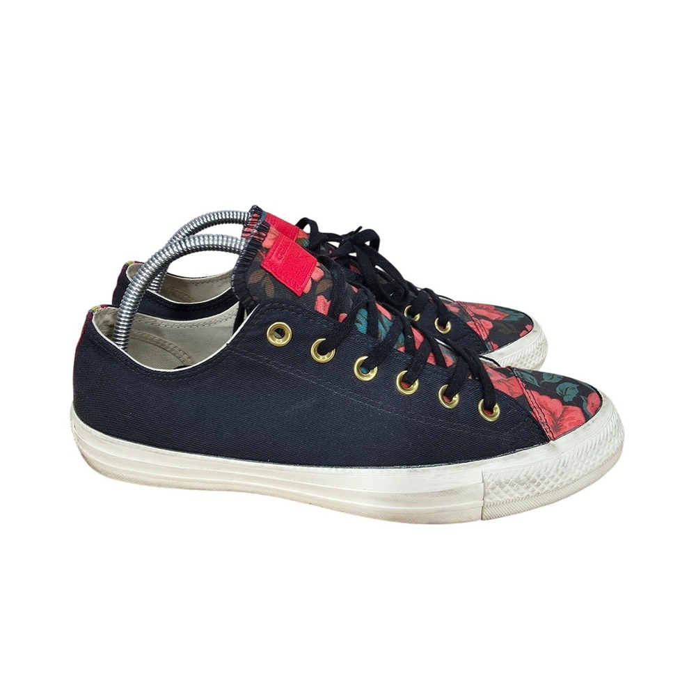 Converse Chuck Taylor All Star Sneakers Womens 10 Black Floral Rose Canvas SK8